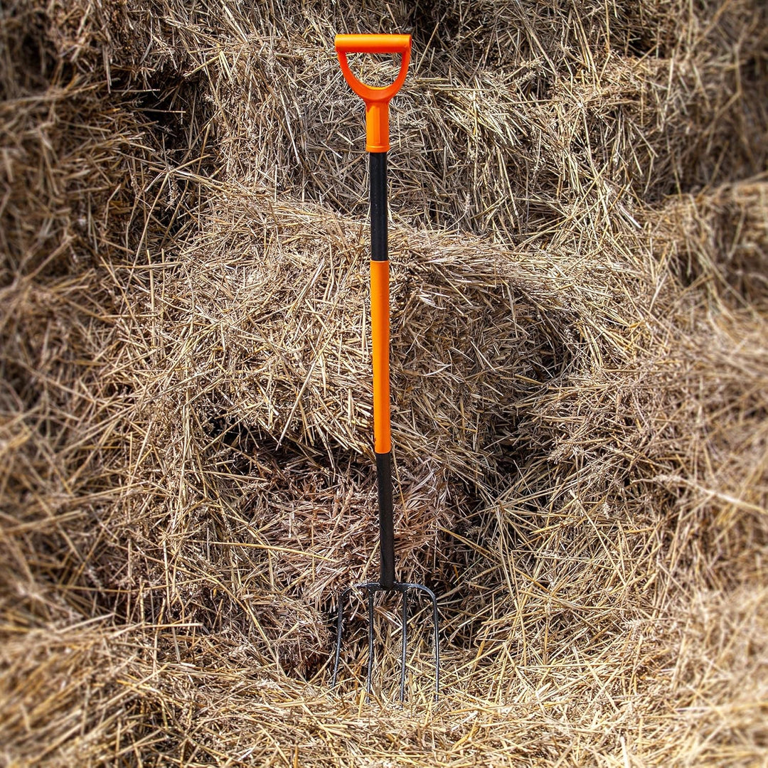 KADAX Spatengabel aus Stahl, 132 cm Lange Gabel, Heugabel, Grabgabel zum Umgraben, ergonomische Gart