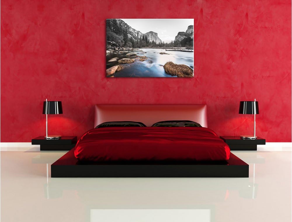 Pixxprint National Park California / 100x70cm Leinwandbild bespannt auf Holzrahmen/Wandbild Kunstdru