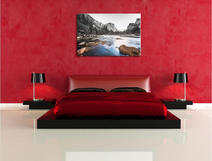 Pixxprint National Park California / 100x70cm Leinwandbild bespannt auf Holzrahmen/Wandbild Kunstdru