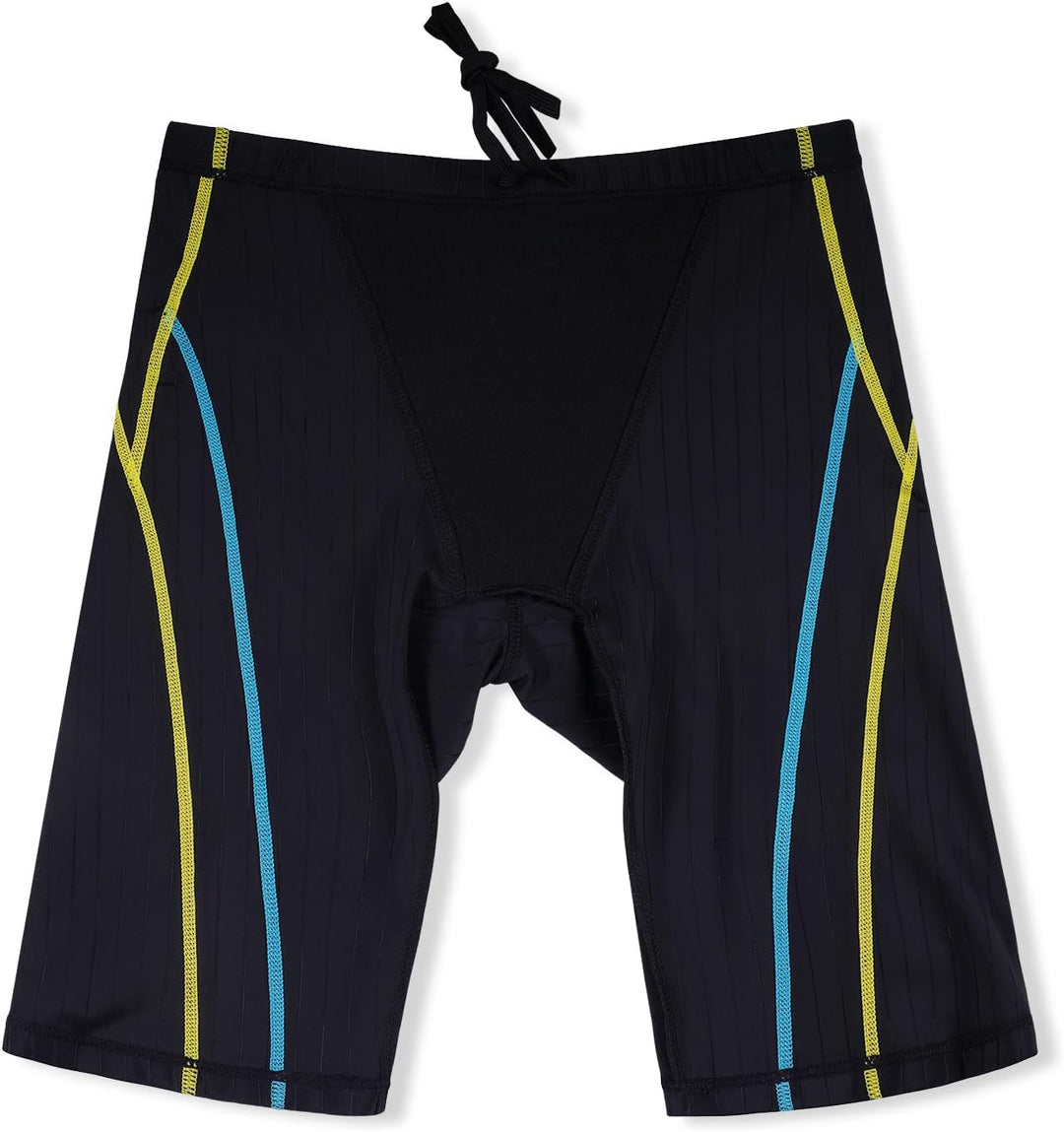 MY KILOMETRE Herren Jammers Lang Badehose Schwimmen Badeanzug Jammer Linie Schwarz S, Linie Schwarz