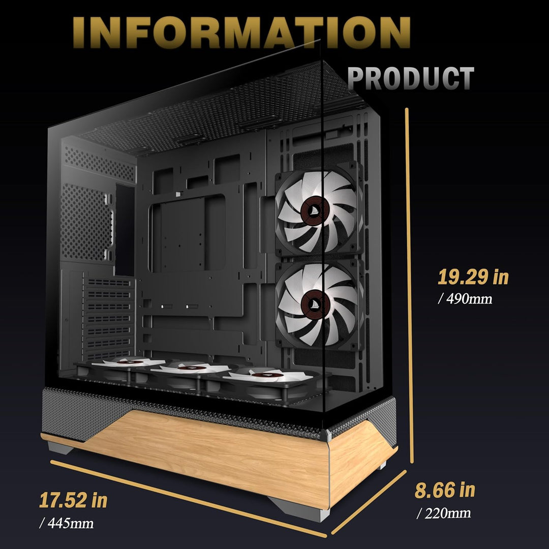 KEDIERS PC Gehäuse Vorinstallierter 5 × 120MM Schwarz Lüfter, ATX Mid Tower PC Gehäuse, Computergehä