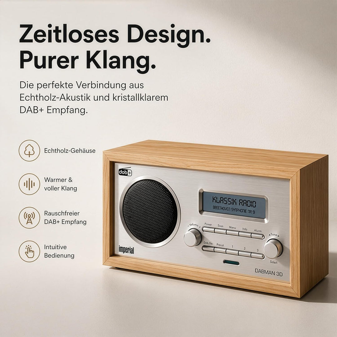 Imperial 22-130-00 Dabman 30 Digitalradio (DAB+/DAB/UKW, Aux In, inkl. Netzteil) braun Mono Braun, M