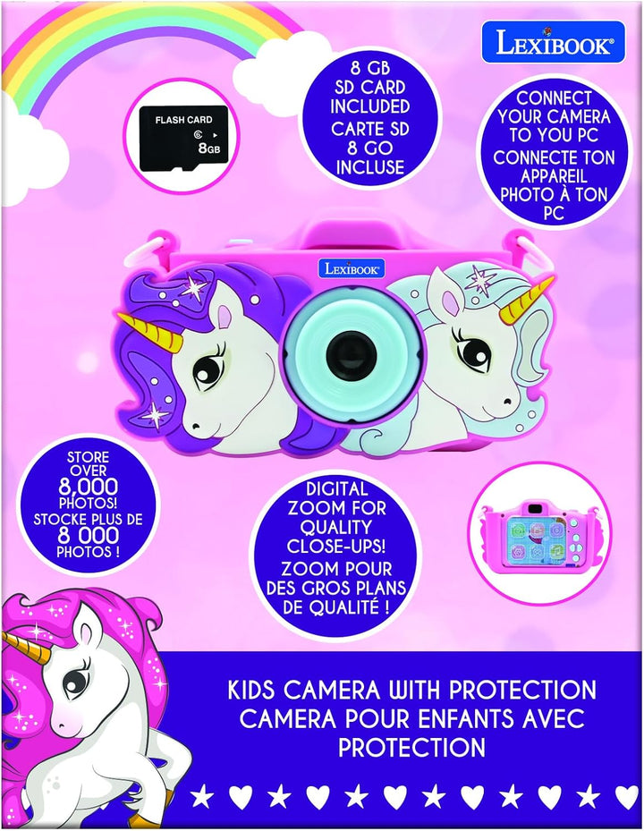 Lexibook, Einhorn, 4-in-1-Kamera für Kinder mit Schutz, Foto-, Video-, MP3- und Spielfunktionen, 15