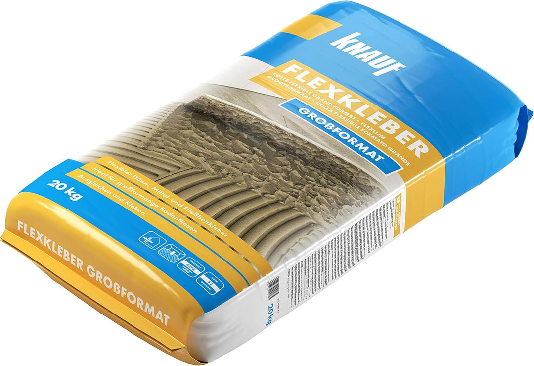 Knauf Flexkleber Grossformat, Klebe-Mörtel, Fliesenkleber – Fliesen- und Naturstein-Kleber für Boden