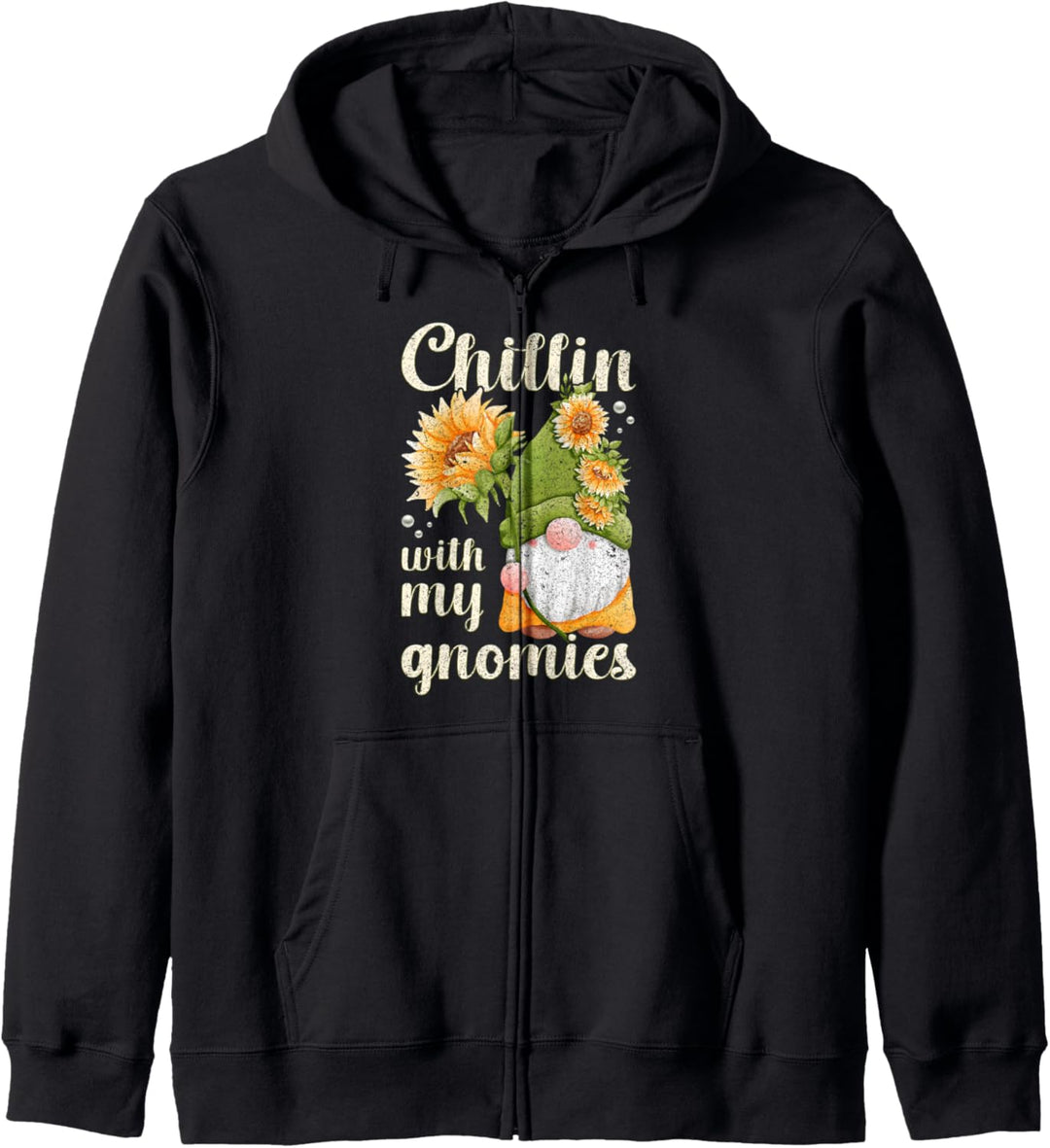Wichtel mit Sonnenblume, Frühlingsmotiv mit Gartenzwerg Kapuzenjacke