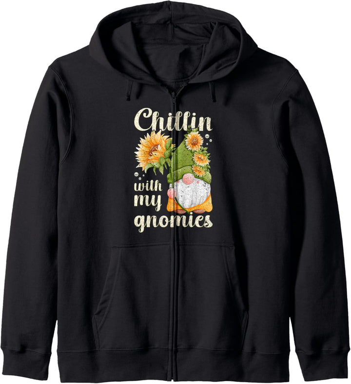 Wichtel mit Sonnenblume, Frühlingsmotiv mit Gartenzwerg Kapuzenjacke