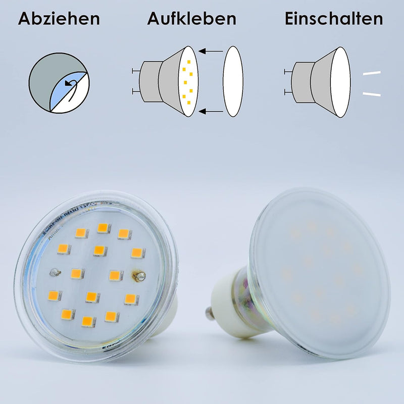 KROPP Selbstklebende Diffusorfolien für LED Lampen, 5 cm Kreiszuschnitt, Milchglasfolie für schöne O