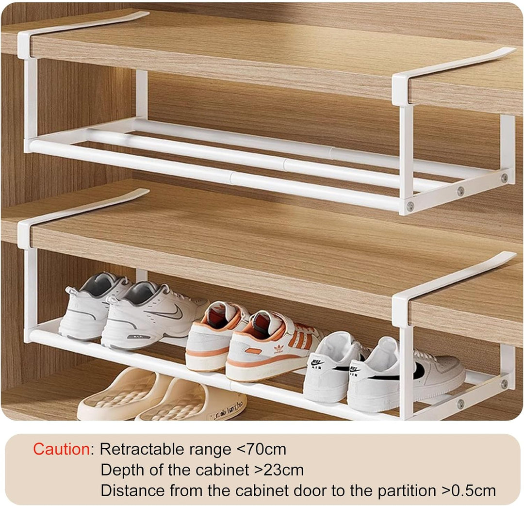 ViWaVee Hängendes Schuhregal Organizer im Schrank, Erweiterbarer 40-70cm Regal Organizer unter den S