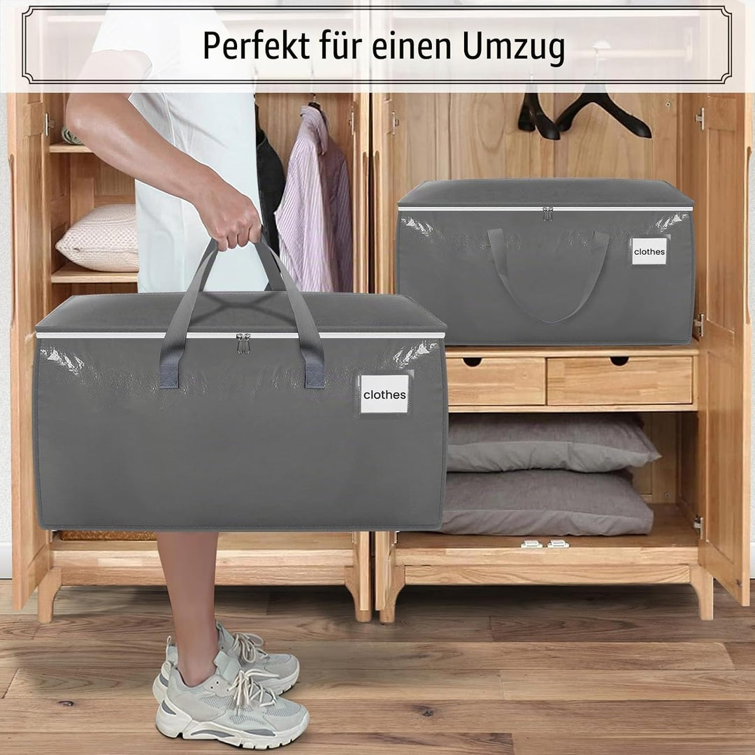 Withosent 100L Aufbewahrungstasche Gross Gewebt, 8er Wasserdicht Umzugstaschen mit Reissverschluss u