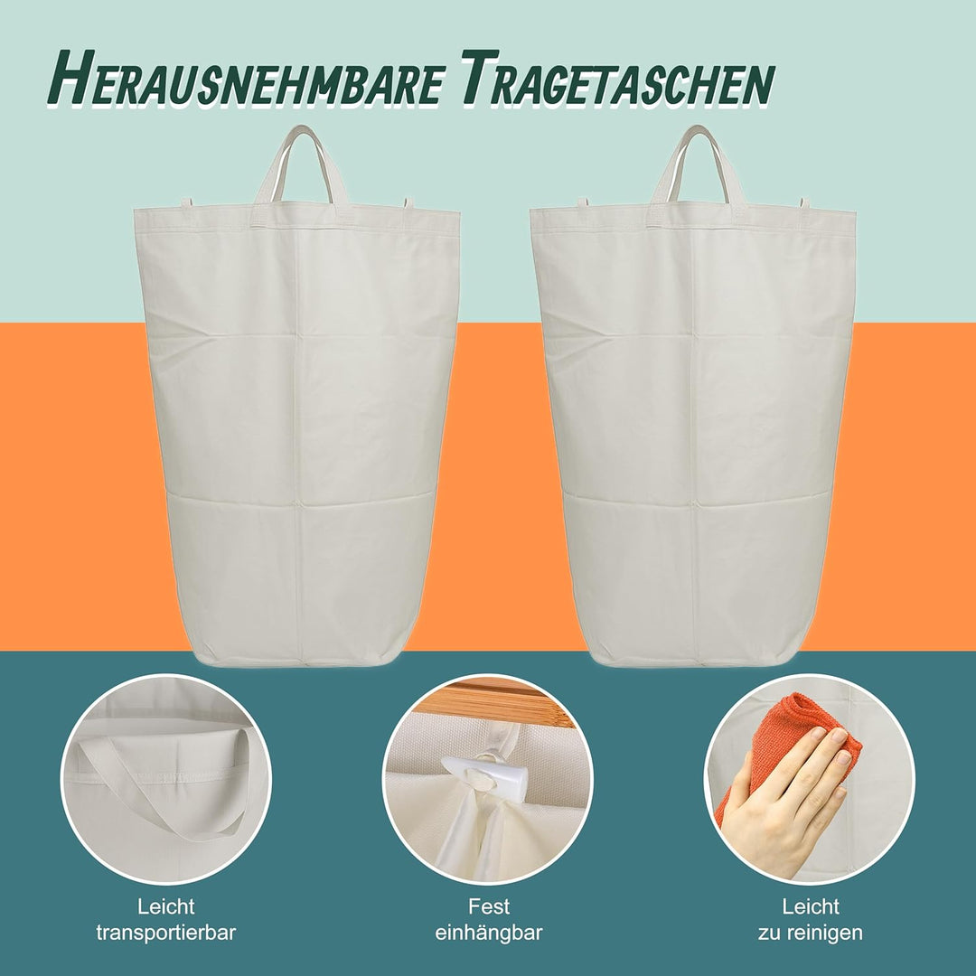 Relaxdays Pfandflaschen Sammelbehälter, 140 L, bis 60 Flaschen, 2 Innenbeutel, Flaschensammler für G