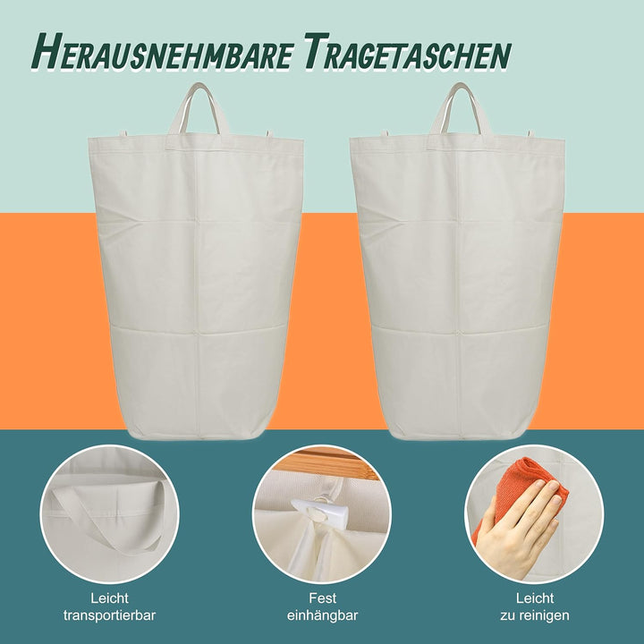 Relaxdays Pfandflaschen Sammelbehälter, 140 L, bis 60 Flaschen, 2 Innenbeutel, Flaschensammler für G