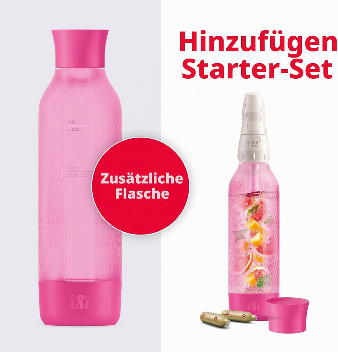 ISI Twist'n Sparkle Virtuoso Zusatzflasche Wassersprudler 0.95L – Ersatzflasche Soda Maker für Sprud