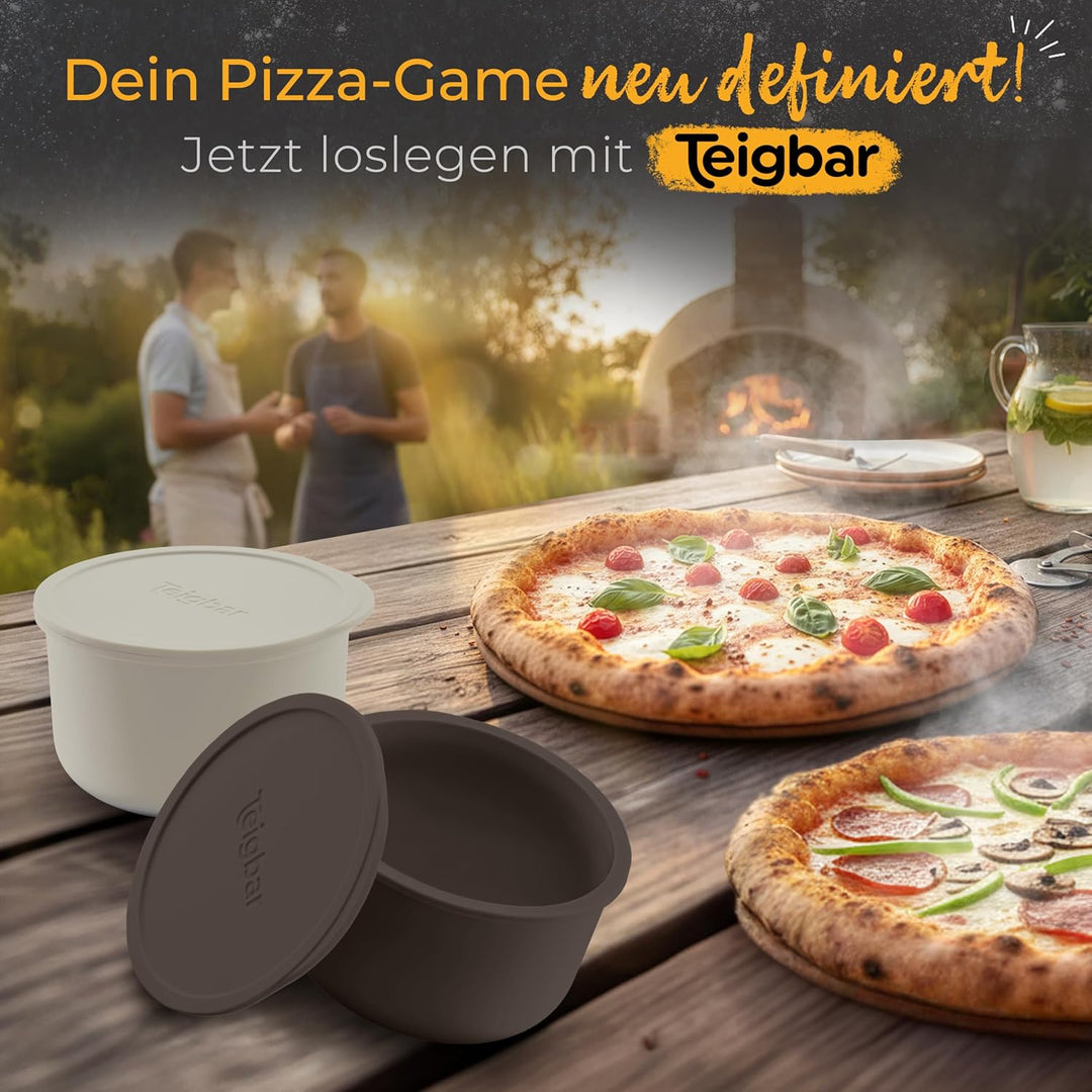 Teigbar« Pizzaballenbox mit Deckel, 6er Set - platzsparende Teigbox aus löse-leichtem Silikon - bis