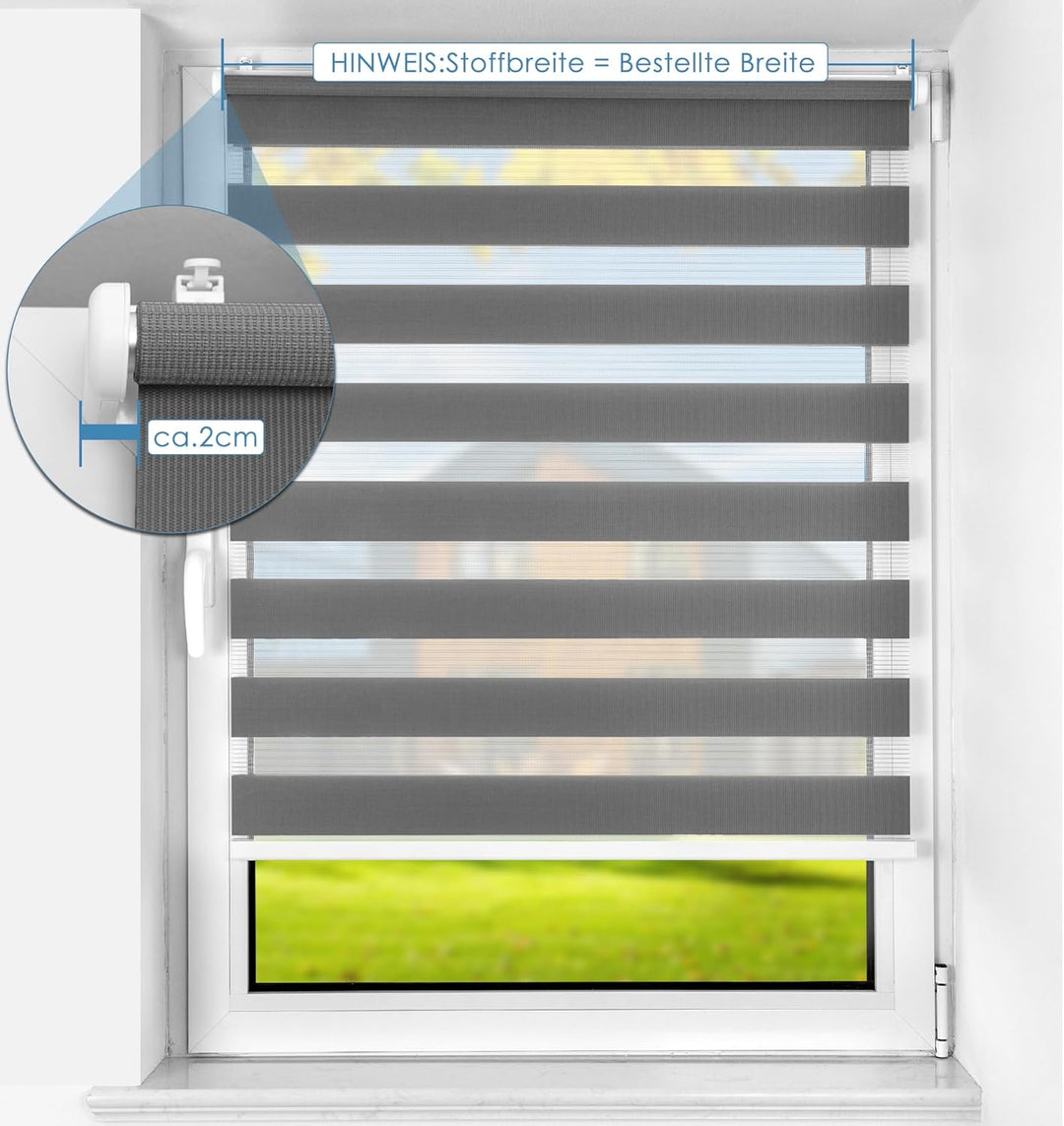 SBARTAR Doppelrollo schnurlos Klemmfix Rollos für Fenster ohne Bohren & zum Bohren, Anthrazit B95 x