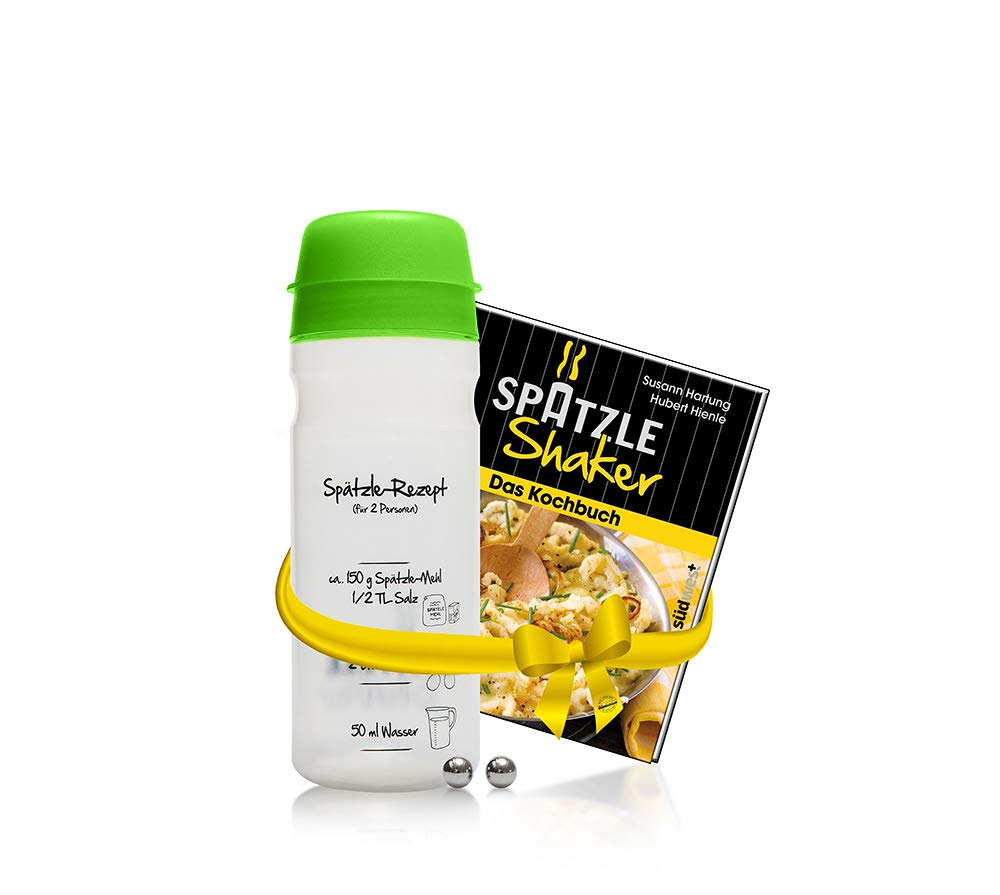 Einsteiger-Set zum Spätzle selber machen mit Spätzle-Shaker (675ml grün) 2 Portionen & Rezeptbuch (8