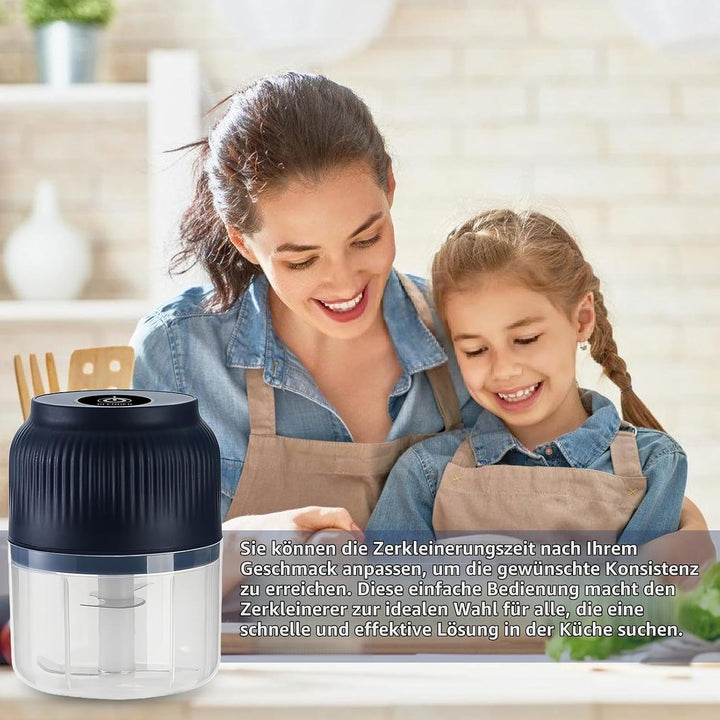 Mini Elektrisch Zerkleinerer, 300ml Akku Zerkleinerer, Küchenhelfer mit USB-Anschluss, Knoblauchhack