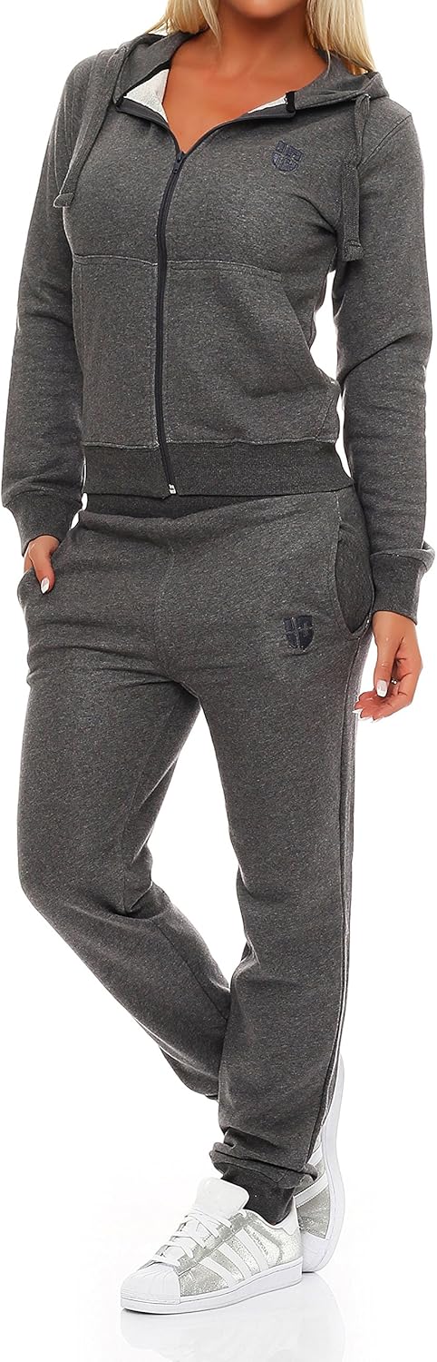 Gennadi Hoppe Damen Jogginganzug - Stilvoller Sportanzug & Trainingsanzug S dunkel grau, S dunkel gr
