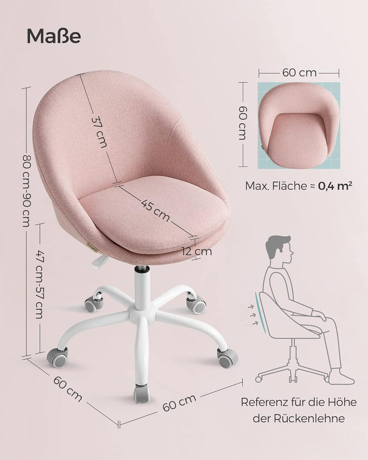 SONGMICS Homeoffice Stuhl, Drehstuhl, Schreibtischstuhl, Schaumstoffpolsterung, höhenverstellbar, fü