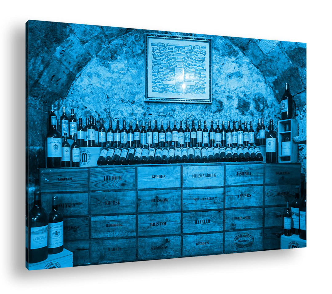 deyoli alter Weinkeller in Burgund Format 80x60 Effekt: Monocrome Blau als Leinwandbild, Motiv ferti