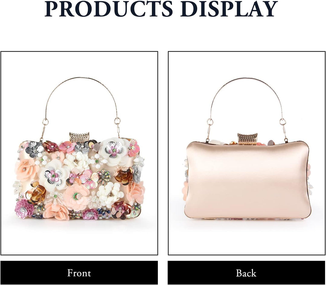 LHHMZ Damen Eleganz Blumen Abend Clutch Taschen Blumen Korn Hochzeits Einkaufstaschen Braut Schulter