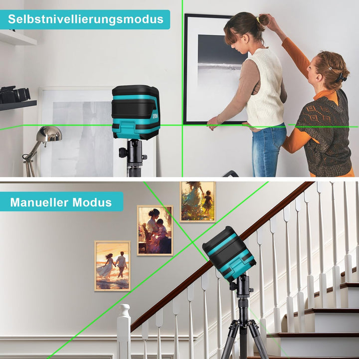 Kiprim Grüner Kreuzlinienlaser LV8 mit Verbesserter Sichtbarkeit, Einstellbarer Helligkeit,Manuellem