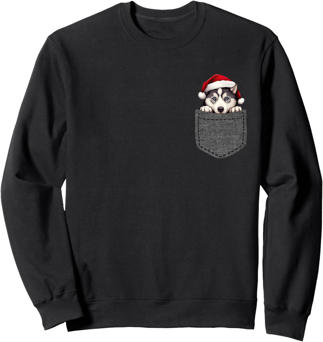 Siberian Husky Pocket Hunde Weihnachts Sweatshirt