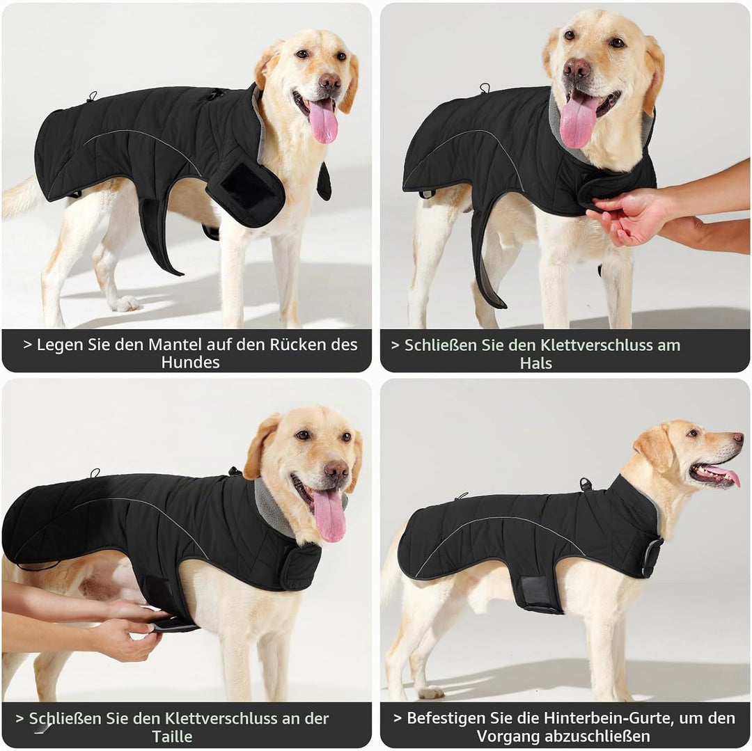 HEYWEAN Mantel Hund Wasserdicht Hundemantel Warm Winter Hundejacke Fleece Hunde Pullover Wintermante