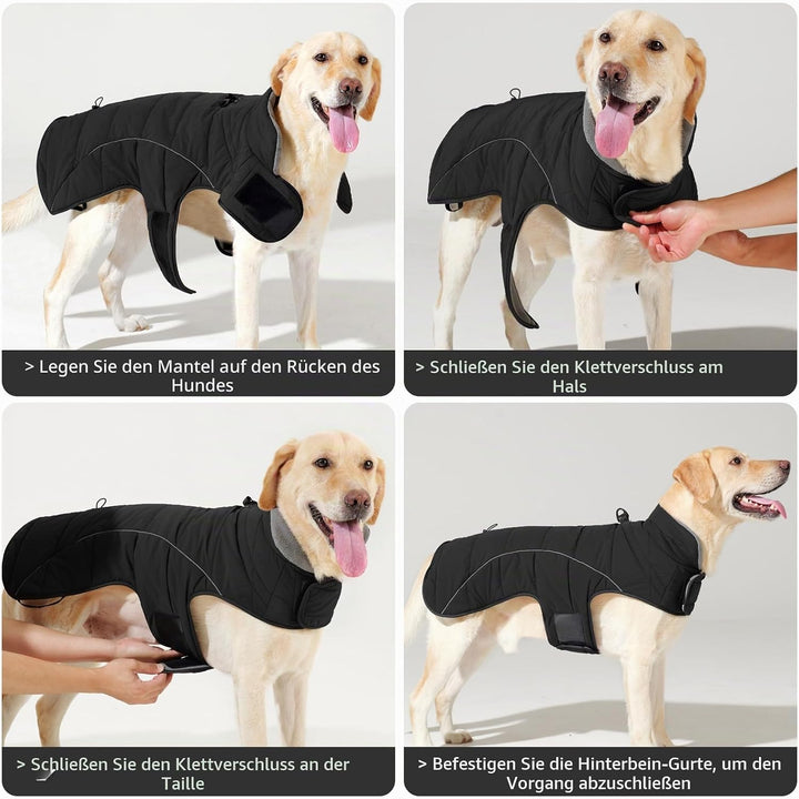HEYWEAN Mantel Hund Wasserdicht Hundemantel Warm Winter Hundejacke Fleece Hunde Pullover Wintermante