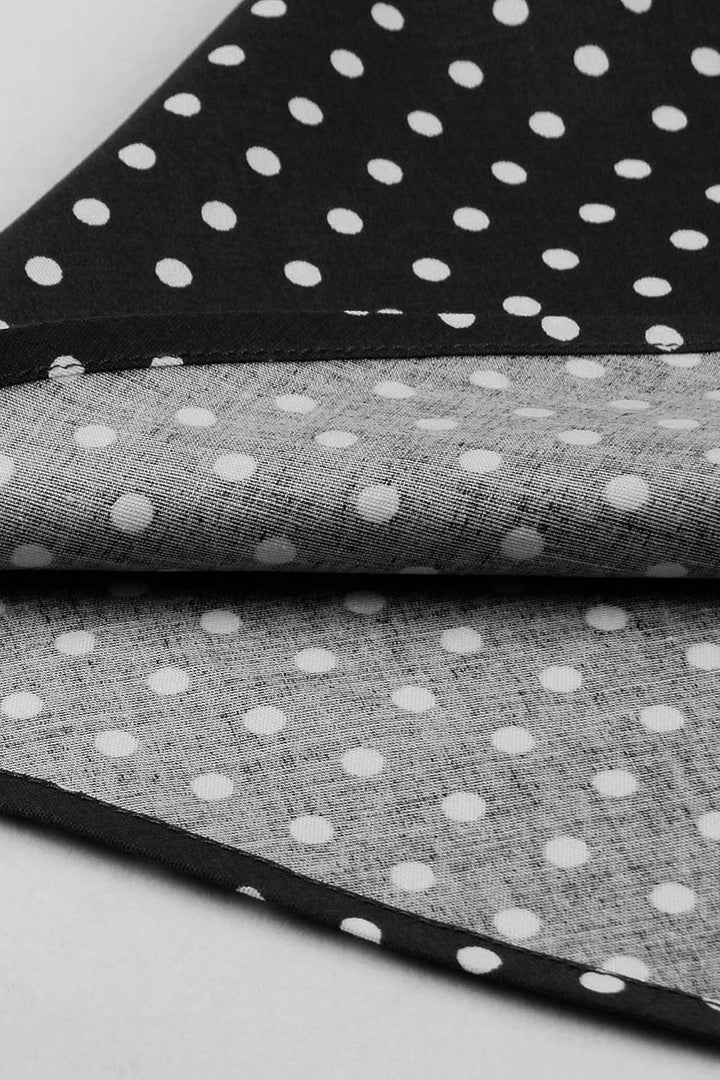 AXOE Damen 60er Jahre Kleid 3/4 Ärmel Cocktailkleid Abendkleid Schwarz Polka Dots M, Schwarz Polka D