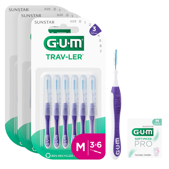 GUM TRAV-LER Professionelle Interdentalbürsten | Borsten mit antibakteriellem Schutz | Beschichteter