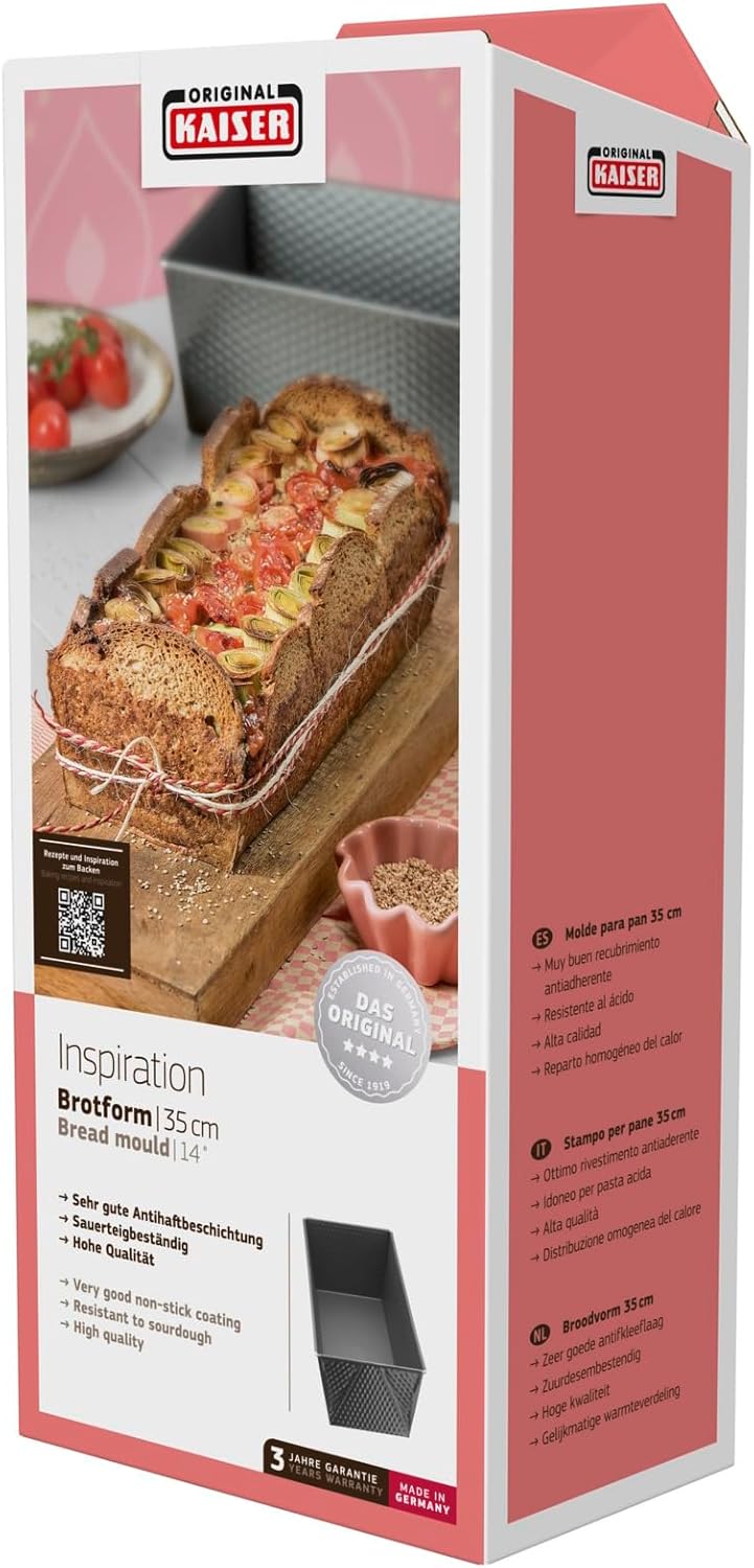 Original Kaiser Inspiration Brotbackform 35 x 11,5 cm, Brotform für 1500g Brote, Kastenform Kuchen B