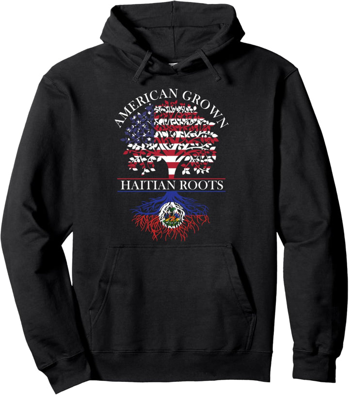 Amerikanisch Gewachsen Haitianische Wurzeln US Flagge Stolz Pullover Hoodie