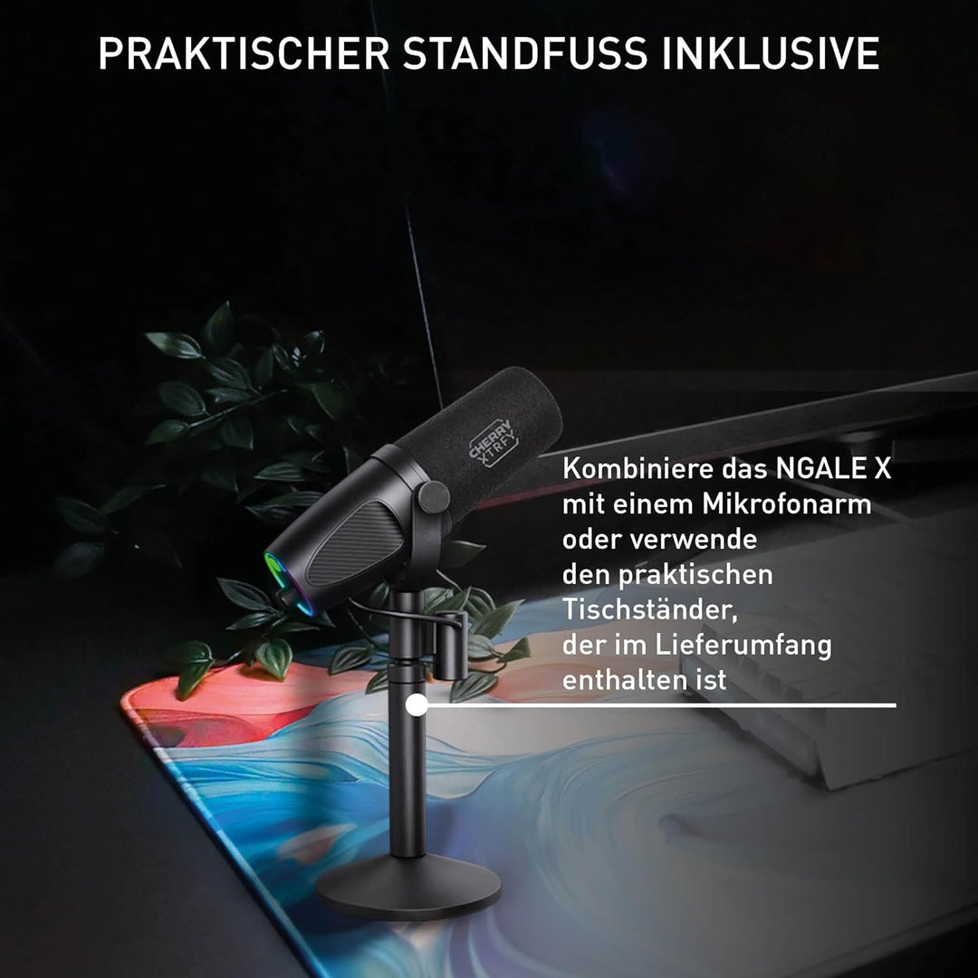 CHERRY XTRFY NGALE X, Professionelles USB- & XLR-Mikrofon für Aufnahmen, Gaming & Streaming, dynamis