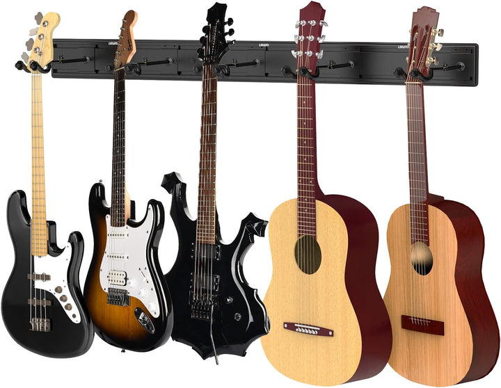 LEKATO Wandhalterung Gitarrenaufhänger Basshalter E-Gitarrenständer zum Halten von 5 Gutiars&Bass Al