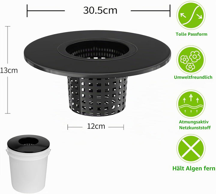 Netztöpfe 15,2 cm für 1,5 Liter Eimer-Netz-Topfdeckel, 6 Stück, 2 in 1 breite Lippe, Hydrokultur-Eim