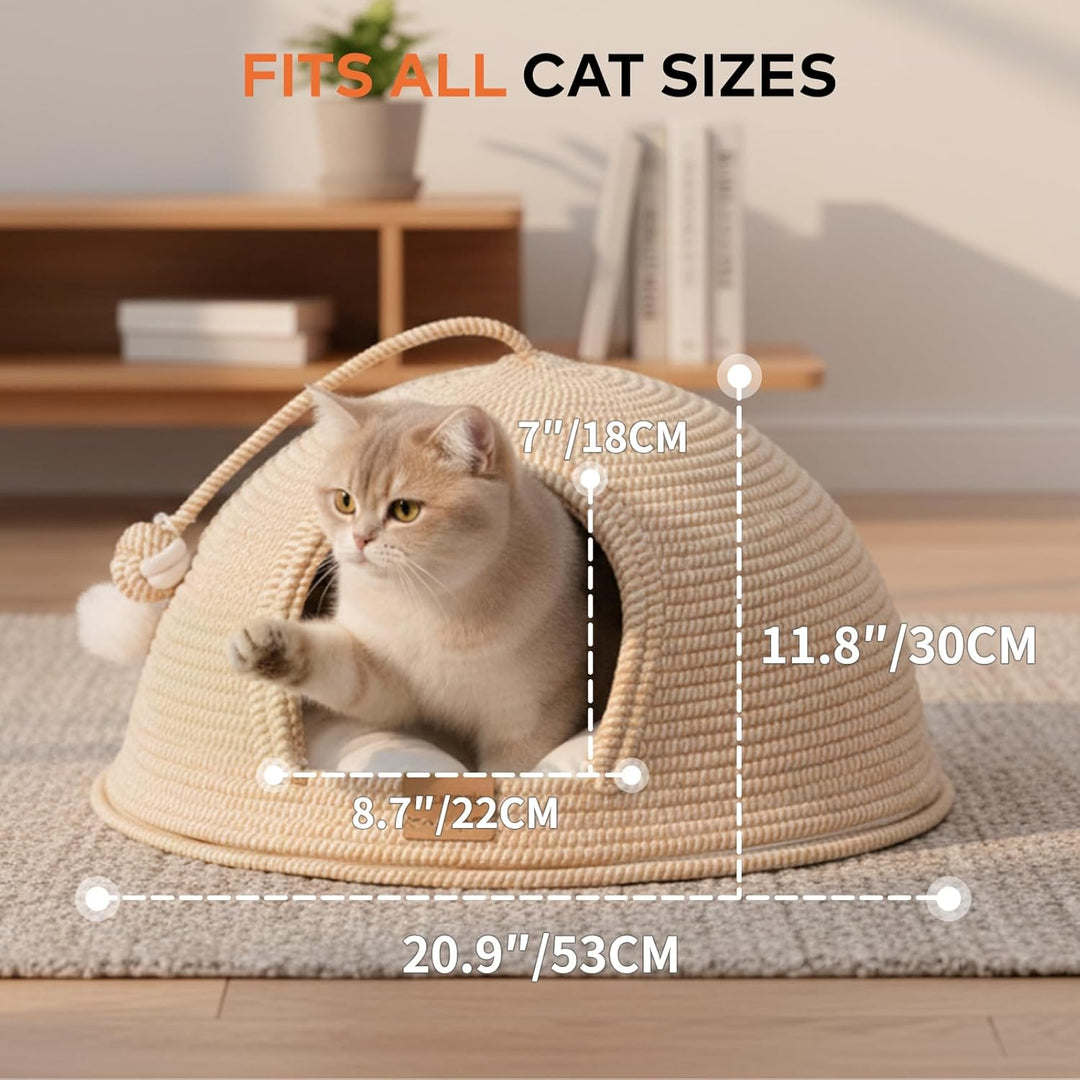 Cheerpals Katzenhöhle & Katzenbett Gross (53cm) – Formstabile Kuschelhöhle Katze aus Robustem Garnge