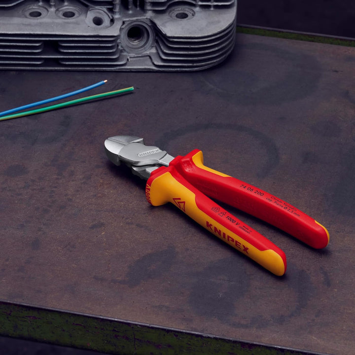 Knipex Kraft-Seitenschneider verchromt, isoliert mit Mehrkomponenten-Hüllen, VDE-geprüft 200 mm 74 0