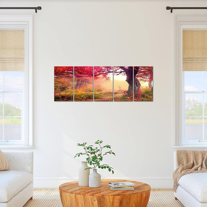 Runa Art Bild Wald Landschaft Wandbilder auf Vlies Leinwand 5 Teilig Wanddekoration Schlafzimmer Woh