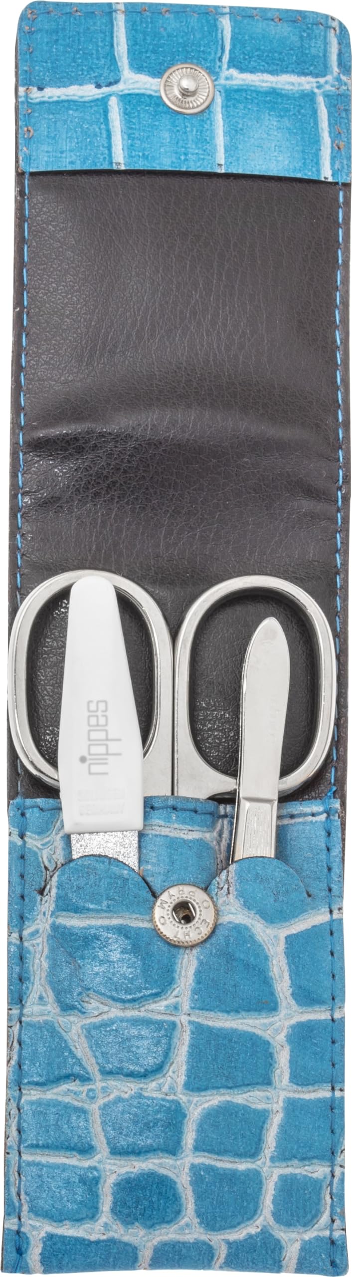 nippes Solingen Maniküre Set Blau, 3-tlg., Rindsleder-Etui, Made in Germany