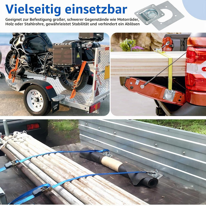 4pcs Zurrösen für Anhänger mit Gegenplatte &amp; Schrauben, Zurrmulden Anhänger Ösen Verzinkte Verzurrös