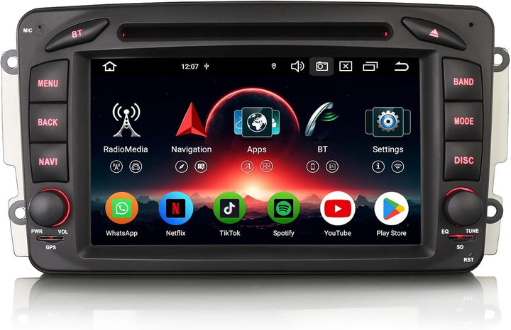 Erisin 7 Zoll 8-Kern 4GB+64GB Android 14 Autoradio Bluetooth GPS Navi für Mercedes W209 W203 A/C/G/C