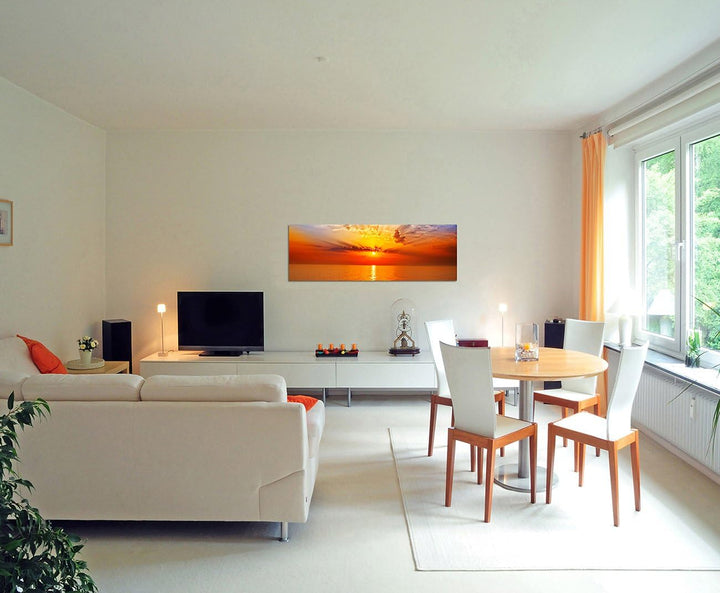 Augenblicke Wandbilder Leinwandbild als Panorama in 150x50cm Meer Wolken Sonnenaufgang