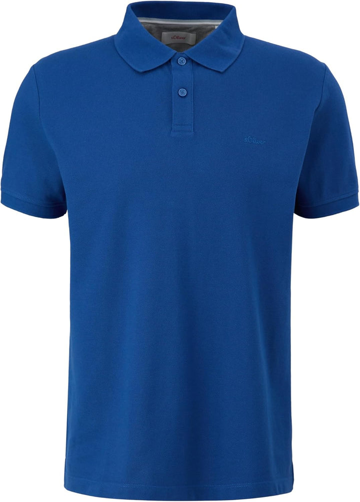 s.Oliver Piqué-Poloshirt mit Kontrastdetails und Logo Westlich S Blau, Westlich S Blau