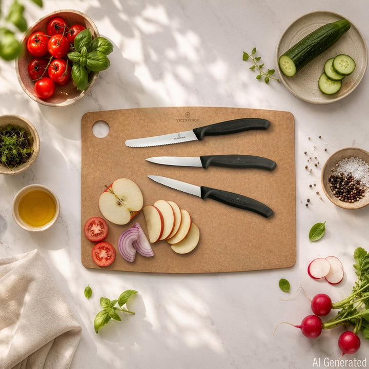 Victorinox Swiss Classic Küchenmesser Set, 3teilig, Gemüse-, Tomaten- und Frühstücksmesser, Scharfe