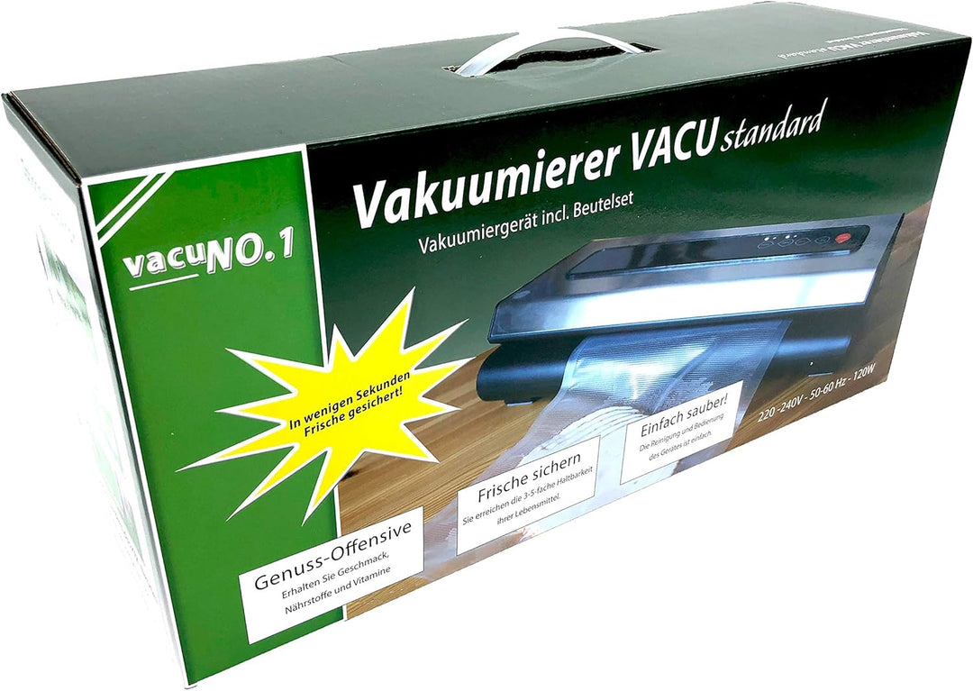 Vakuumierer für Lebensmittel VacuNo.1 - VACU Standard - Sous Vide - Folienschweissgerät inklusive Fo