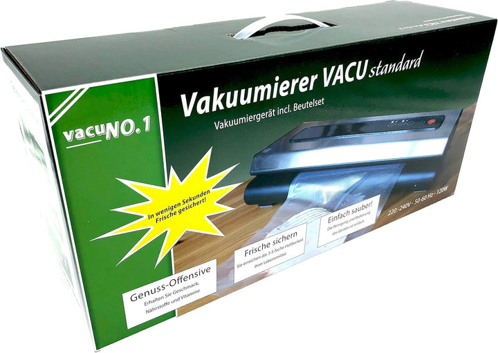 Vakuumierer für Lebensmittel VacuNo.1 - VACU Standard - Sous Vide - Folienschweissgerät inklusive Fo