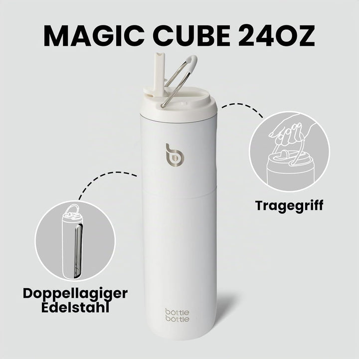 BOTTLE BOTTLE Isolierte Trinkflasche 680 ml(24oz) mit Strohhalm, Deckel und Griff für Sport, Reise,
