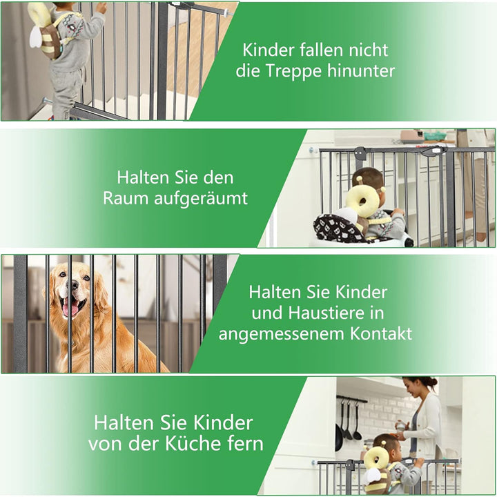 XMTECH Türschutzgitter Ohne Bohren Treppengitter für Kinder 85-95cm breit，Auto-Close Baby Türgitter