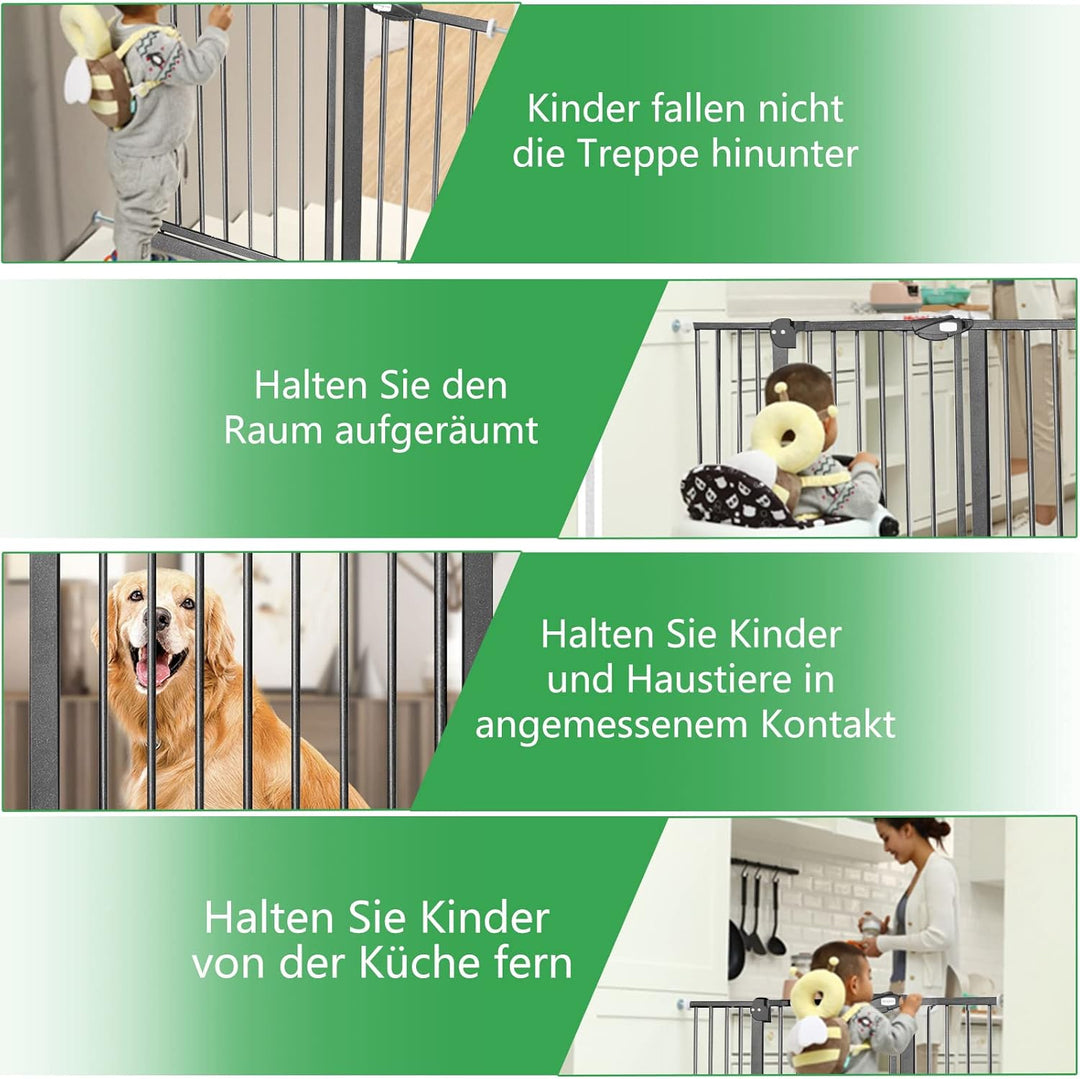 XMTECH Türschutzgitter Ohne Bohren Treppengitter für Kinder 95-105cm breit，Auto-Close Baby Türgitter