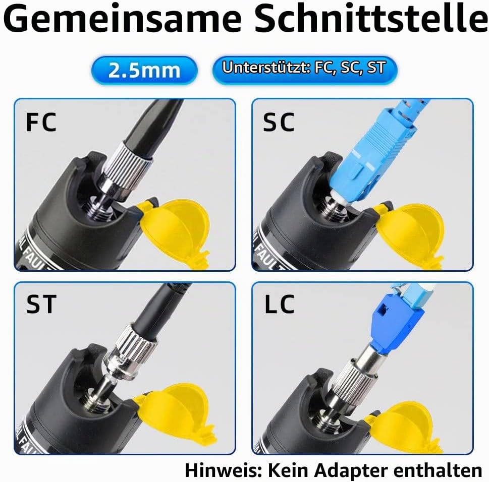 Guakiili 50MW FTTH Glasfasertester, visueller Fehlerorter in Stiftform mit FC-LC-Adapter, Rotlichtst